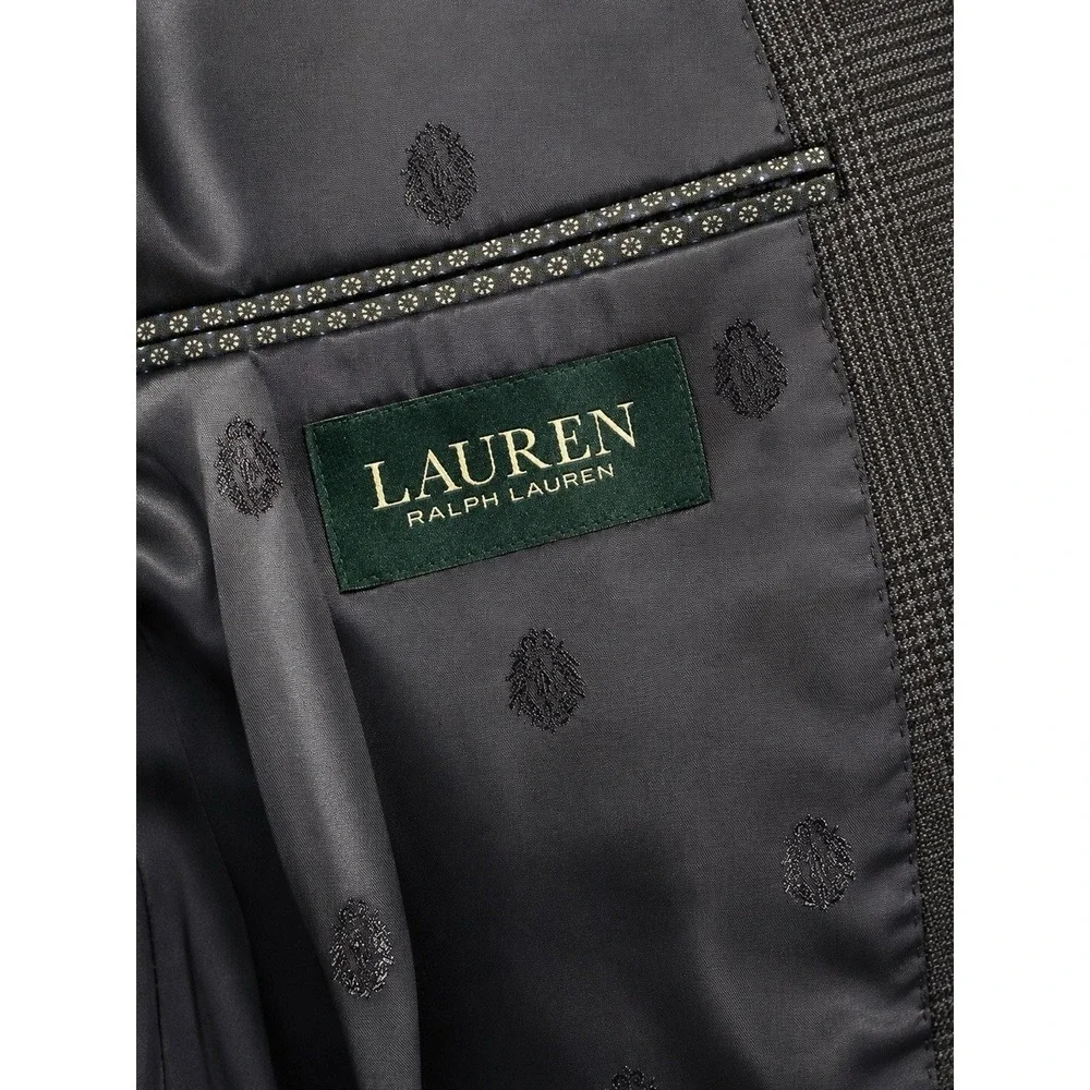 Lauren Ralph Lauren 48R Gray Plaid Wool Linen Blend Sport Coat Blazer 25x31